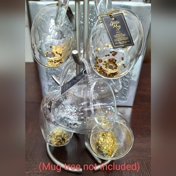 Double Walled (Insulated) Gold & Silver Glittery 12Oz Glass Coffee Mugs Set of 6 - Picture 12 of 12
